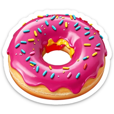 Donut pink glaze, red sprinkles sticker