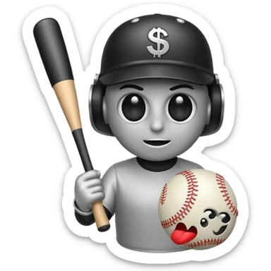 Bomb emoji holding a baseball bat with money sign eyes sticker