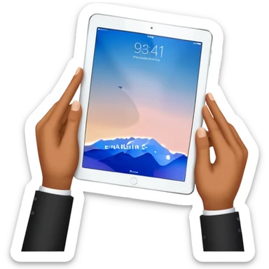 2 hands holding an ipad, no arms sticker