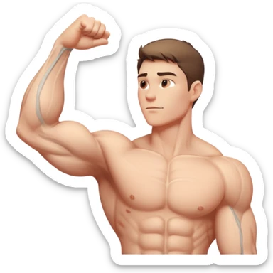 muscular arm of white young man, focus on the arm sticker