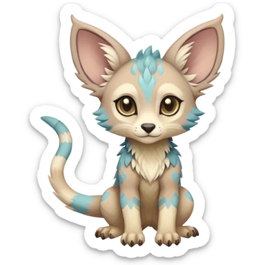 Feral Rare Fantasy cute pastel Vernid-Trico-species by LiLaiRa, markings, tufted ears, full body sticker