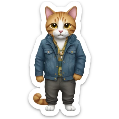 Cat wearing clothes sticker