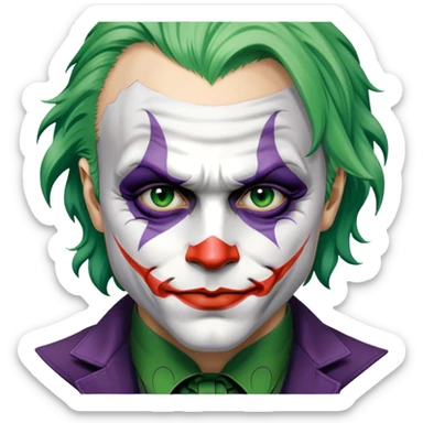 Heath Ledger Joker with face paint and green hair sticker