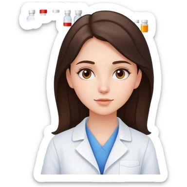 Young brunnete girl working in pharmacy sticker