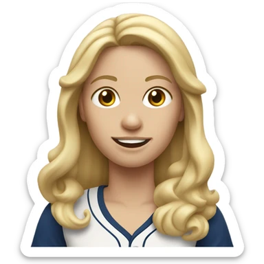 Baseball mom with long blonde hair sticker