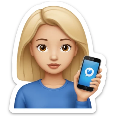 girl with phone and social media sticker