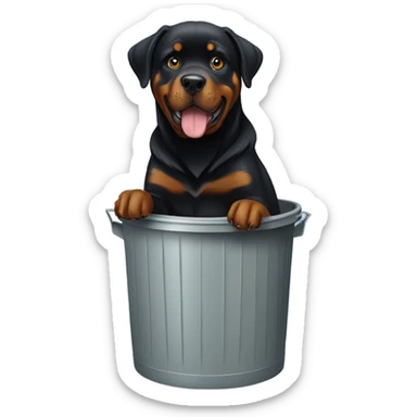 Rottweiler bringing in garbage can sticker