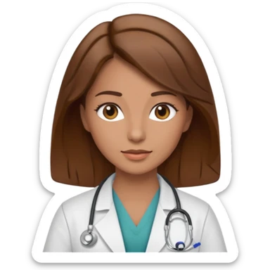 female doctor and ultrasound technician brown hair on technician sticker