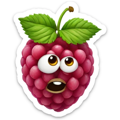 raspberry with eyes and a flower in its head sticker