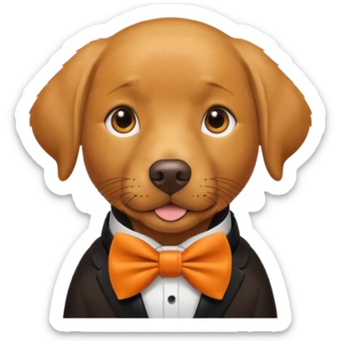 Labrador with orange bow tie, portrait sticker