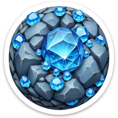 planet, surface covered in glowing crystals and rock  sticker