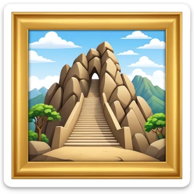 Guatapé Rock Landmark Emoji – Depicting the monolithic rock with its zigzagging staircase. sticker