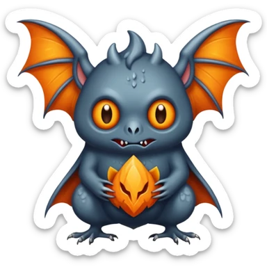 Monstre a corp craquelé fait de lave avec des ailes de chauve-souris et un tête de pierre carbonisé avec une mâchoire carré  sticker