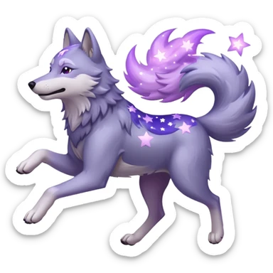 A wolf of winterfell running under lilac stars sticker