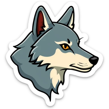 wolf head in profile view, side view of wolf face sticker