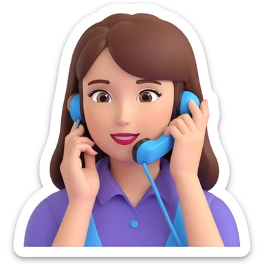 girl talking on phone bedroom background, close up pose sticker