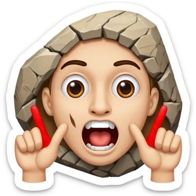 face with wide open mouth and two fingers inside while other fingers are in rock positions sticker