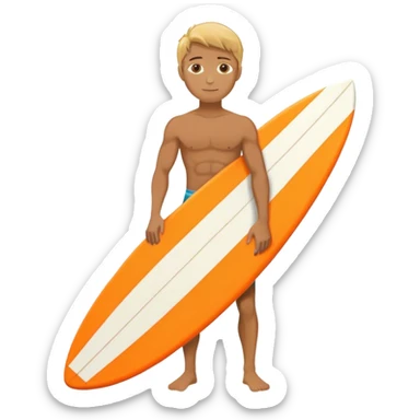 A surfer with orange surfboard sticker
