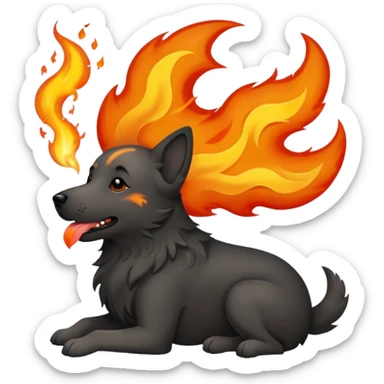 Dog that ate a fire-hot wing breathing fire sticker
