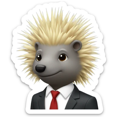 Porcupine in a suit with a blonde toupee  sticker