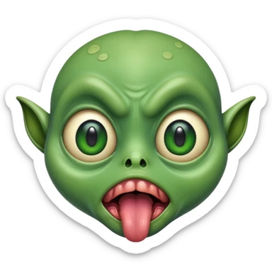  freaky alien with tongue out sticker
