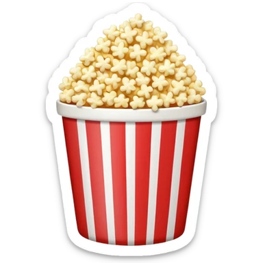 Popcorn in a striped cup with a TV sticker