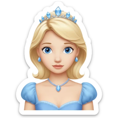 Cinderella with blonde hair, blue eyes, light blue outfit sticker