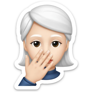 Solid White color Shh finger and hand emoji sticker