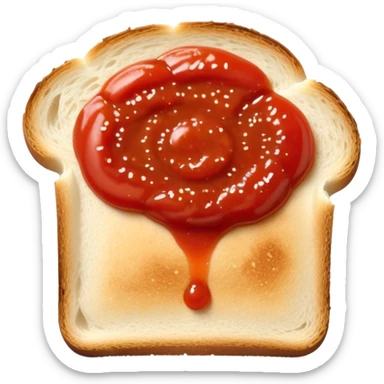 slice of bread with with a line  of tomatoe sauce on top sticker