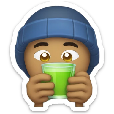 a developer without a t-shirt drinking freezing water with yerba mate in a mate and bombilla sticker