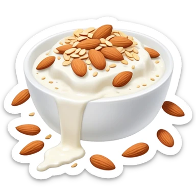 A glowing white bone surrounded by calcium-rich foods: shredded cheese, natural yogurt, sesame seeds and almonds sticker
