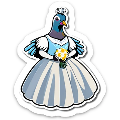 pigeon wedding one wearing a wedding dress sticker