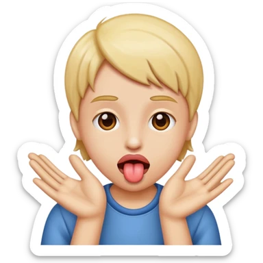 Tongue out with hands to the sides sticker