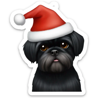 ALL BLACK SHIH TZU CHRISTMAS HAT sticker
