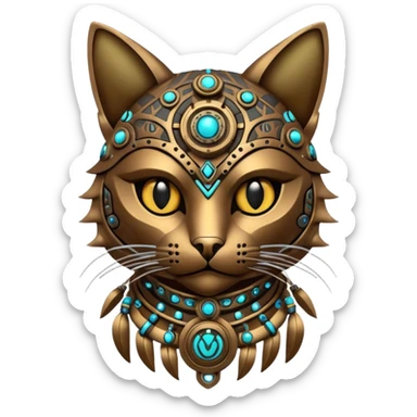 tribal shaman cat cyberborg sticker