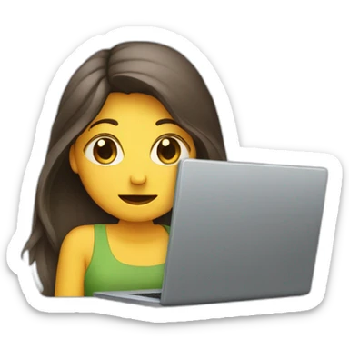 woman hiding behind a laptop so that almost nothing else than eyes is visible sticker