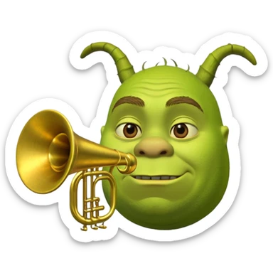 Shrek il a pas d'oreille juste deux tubes cylindriques verts, courts et épais, qui sortent horizontalement des côtés de la tête.
Chaque oreille ressemble à une petite trompette inversée : t en une embouchure circulaire parfaitement ronde à l’extrémité. sticker