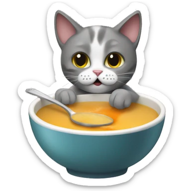 Cat eating soup sticker