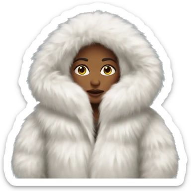 White woman in giant fur coat sticker