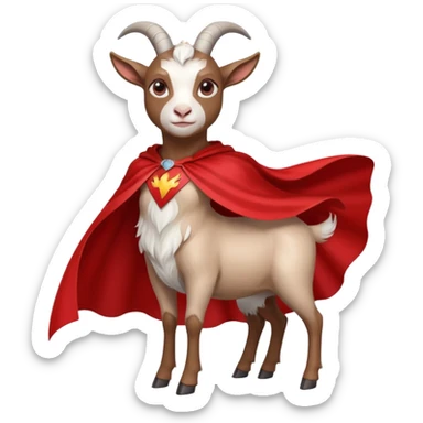 white female goat wearing a read cape like superman sticker
