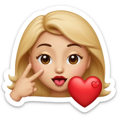 seductive emoji, blowing a kiss, winking, heart sticker