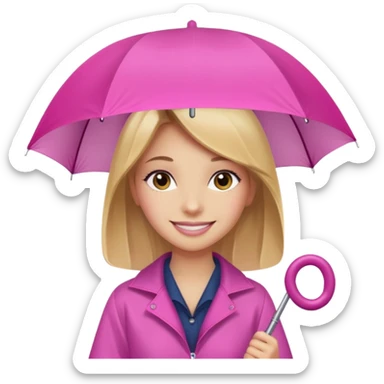 Girl with pink umbrella sticker