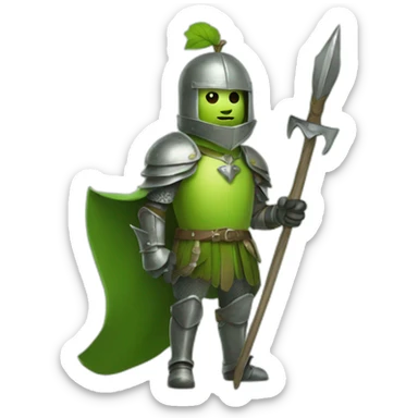 green apple knight with a spear in hand sticker