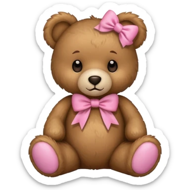 teddy bear with pink bow sticker