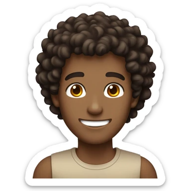 A tan guy smiling with dark brown curly hair and brown eyes  sticker