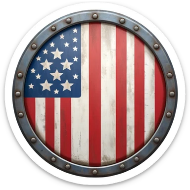 A Circle Shield With American Flag Printed On It sticker