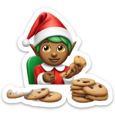 Elf on the shelf eating cookies sticker