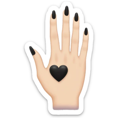 Hand with nails with black manicure and a heart ring on a middle finger  sticker