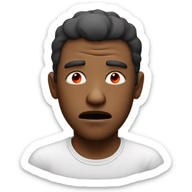 Guy with red eyes, looking tired and fume coming out of his mouth sticker