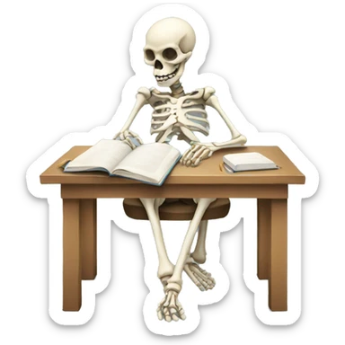 skeleton studying sticker